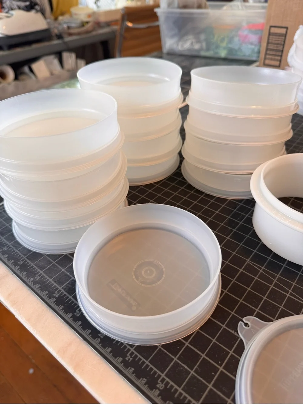 Vintage Tupperware Hamburger Press & Keeper Set